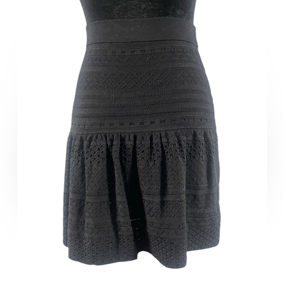 BCBG Black Embroidered Black Mini Skirt, Small - Picture 1 of 6